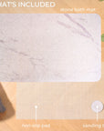 image of light Grey stone bath mat and sanding tool with non slip pad