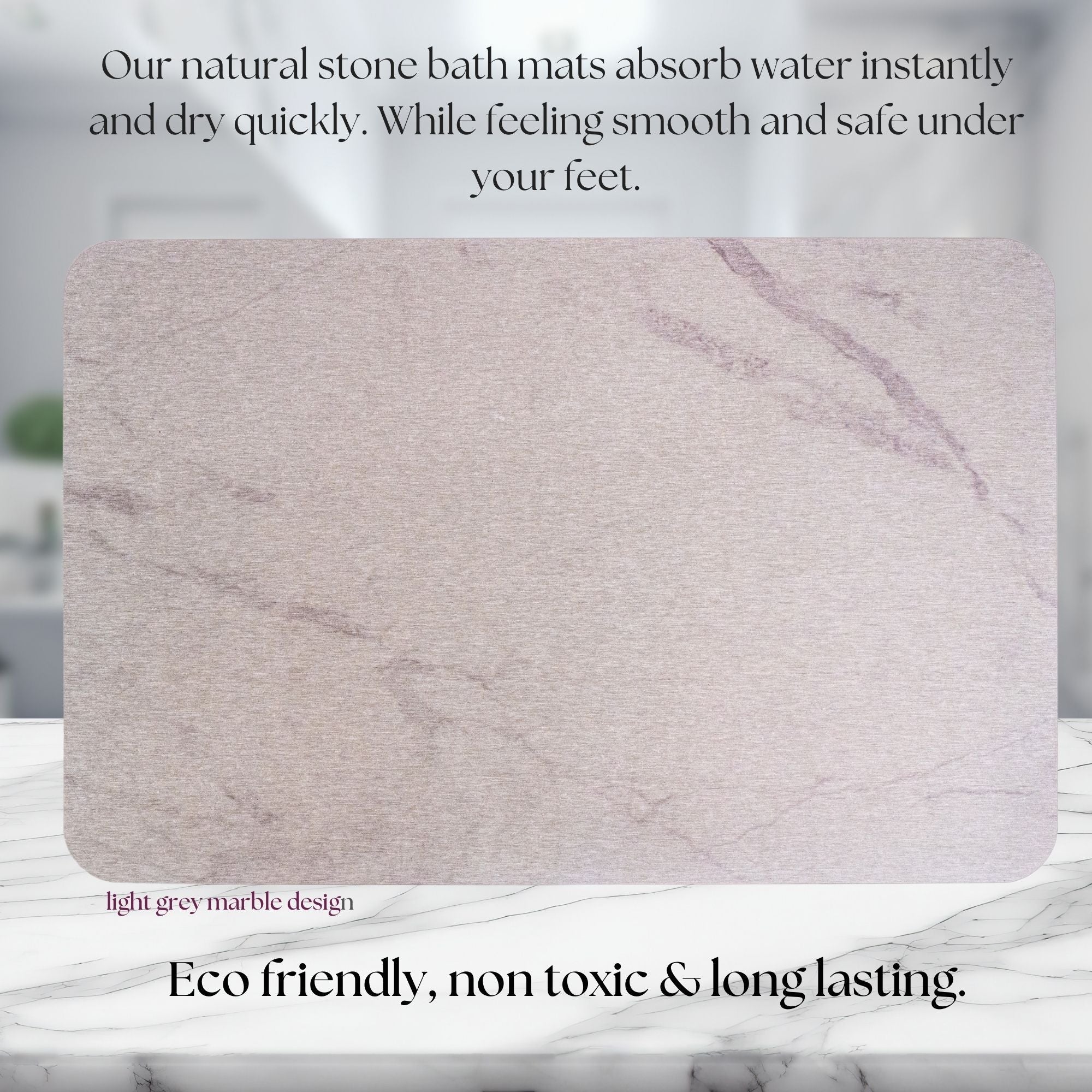 Light grey marble stone bath mat image with description